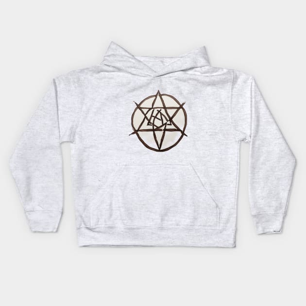 Pentagram Brown Shadow Silhouette Anime Style Collection No. 273 Kids Hoodie by cornelliusy